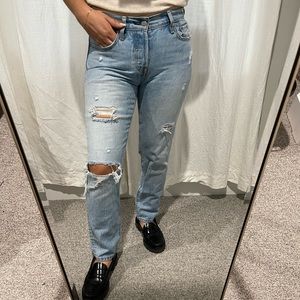 Levi’s 501 tapered distressed jean